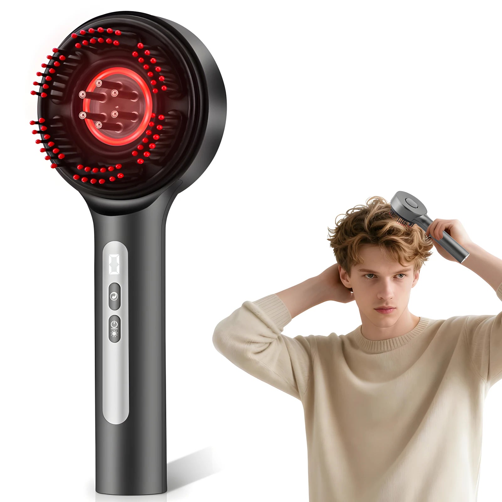 3-in-1 Electric Scalp Massage Comb, Hair Oil Applicator, Five-Level Head Scratching, Soothing and Relaxing to Prevent Hair Loss,