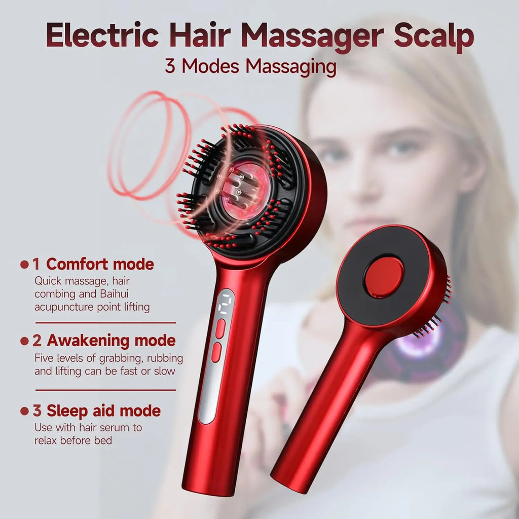 3-in-1 Electric Scalp Massage Comb, Hair Oil Applicator, Five-Level Head Scratching, Soothing and Relaxing to Prevent Hair Loss,