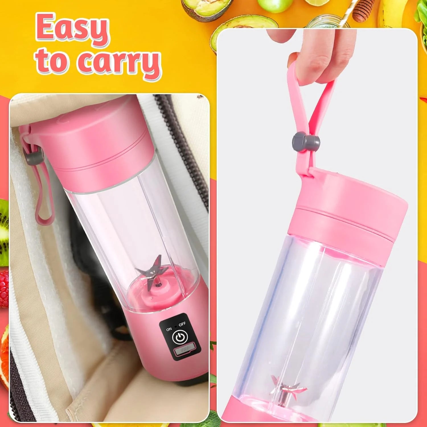 Portable Blender, Personal Size Blender for Shakes and Smoothies with 6 Ultra  Blades, 17Oz 4000mAh Powerful Juicer, Mini Blende