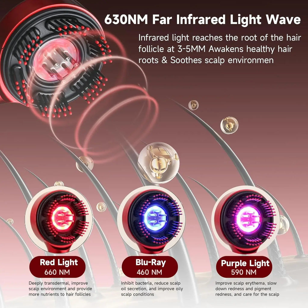 3-in-1 Electric Scalp Massage Comb, Hair Oil Applicator, Five-Level Head Scratching, Soothing and Relaxing to Prevent Hair Loss,