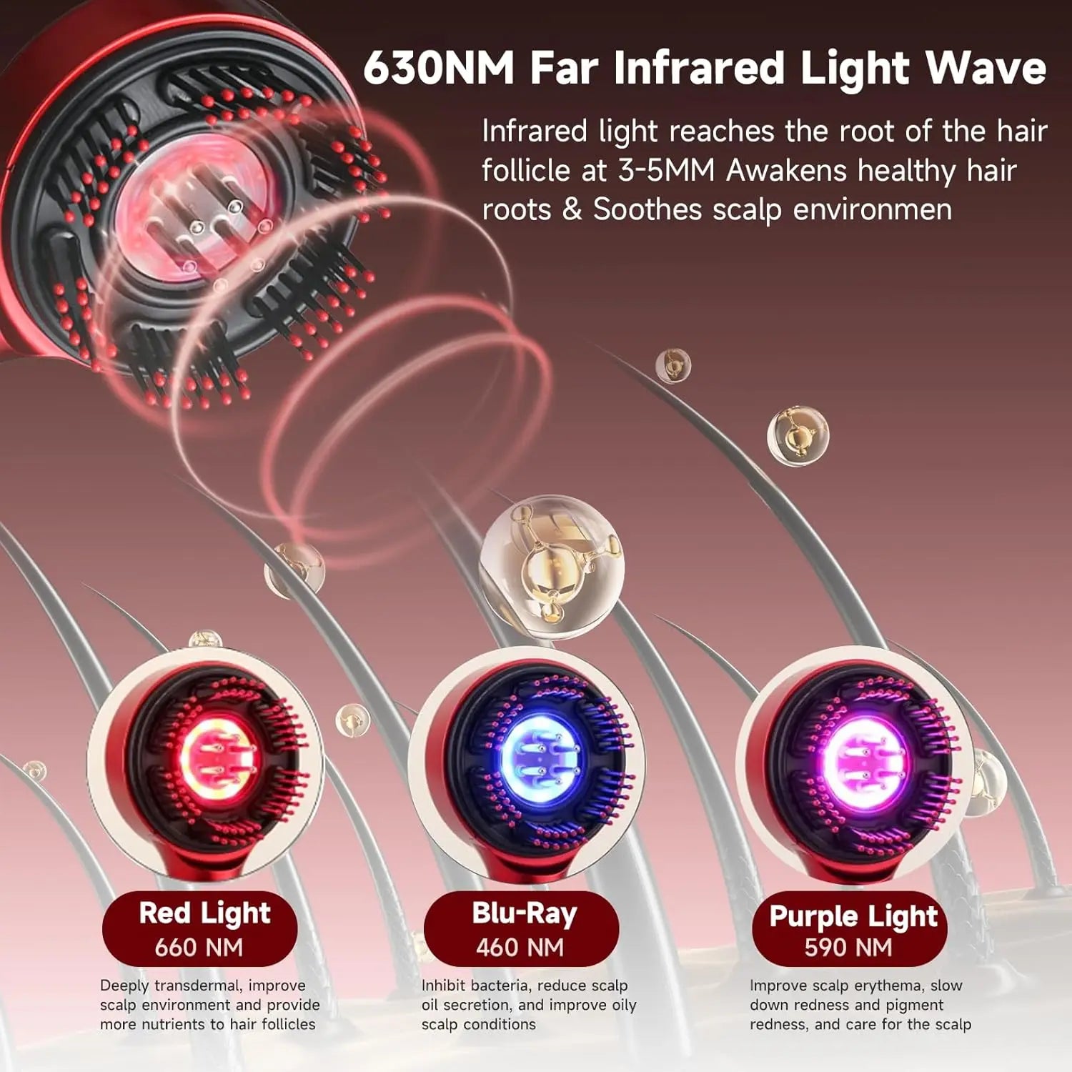 3-in-1 Electric Scalp Massage Comb, Hair Oil Applicator, Five-Level Head Scratching, Soothing and Relaxing to Prevent Hair Loss,